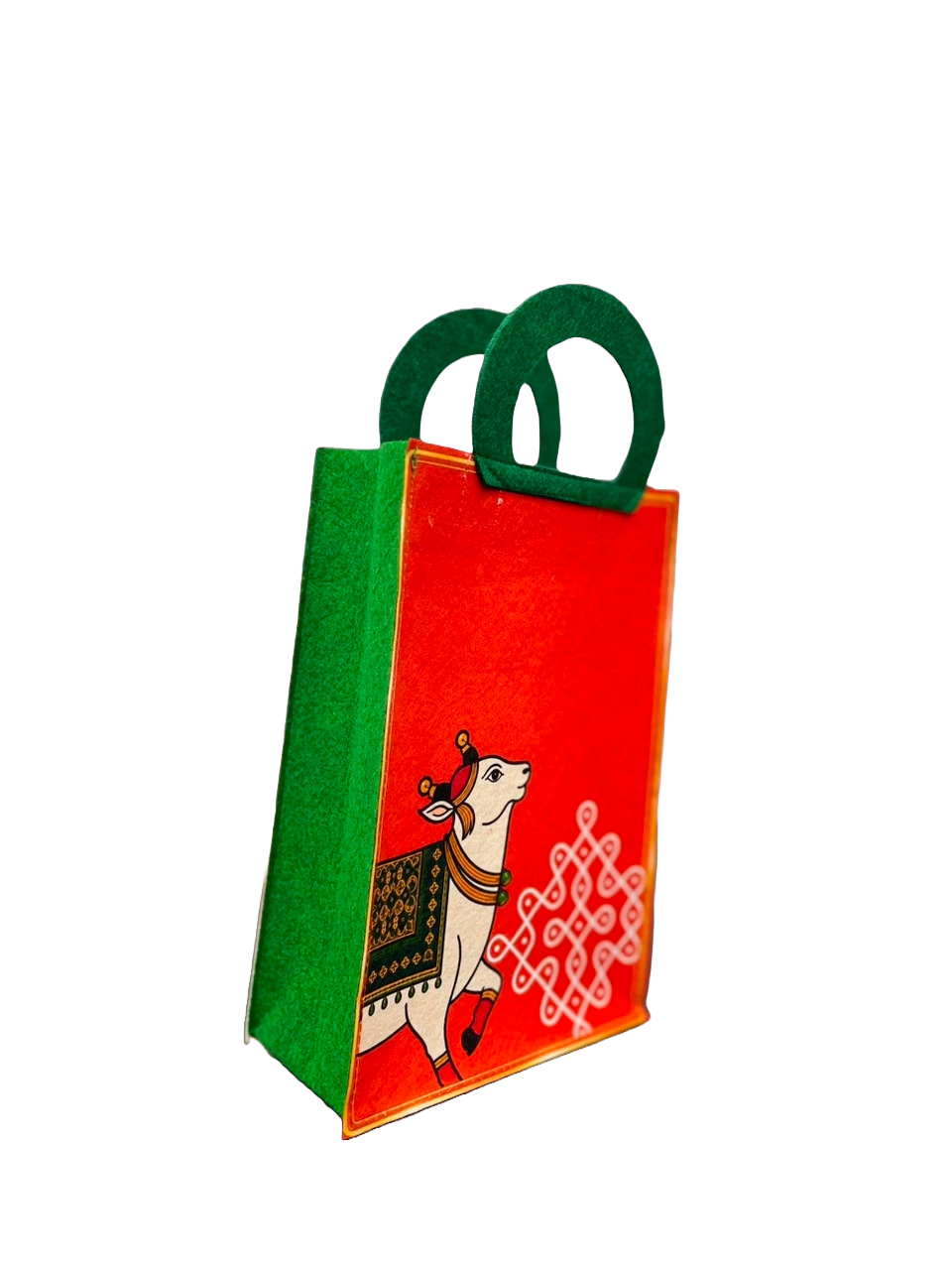 Cow_Kolam - Felt Bag Special Handle