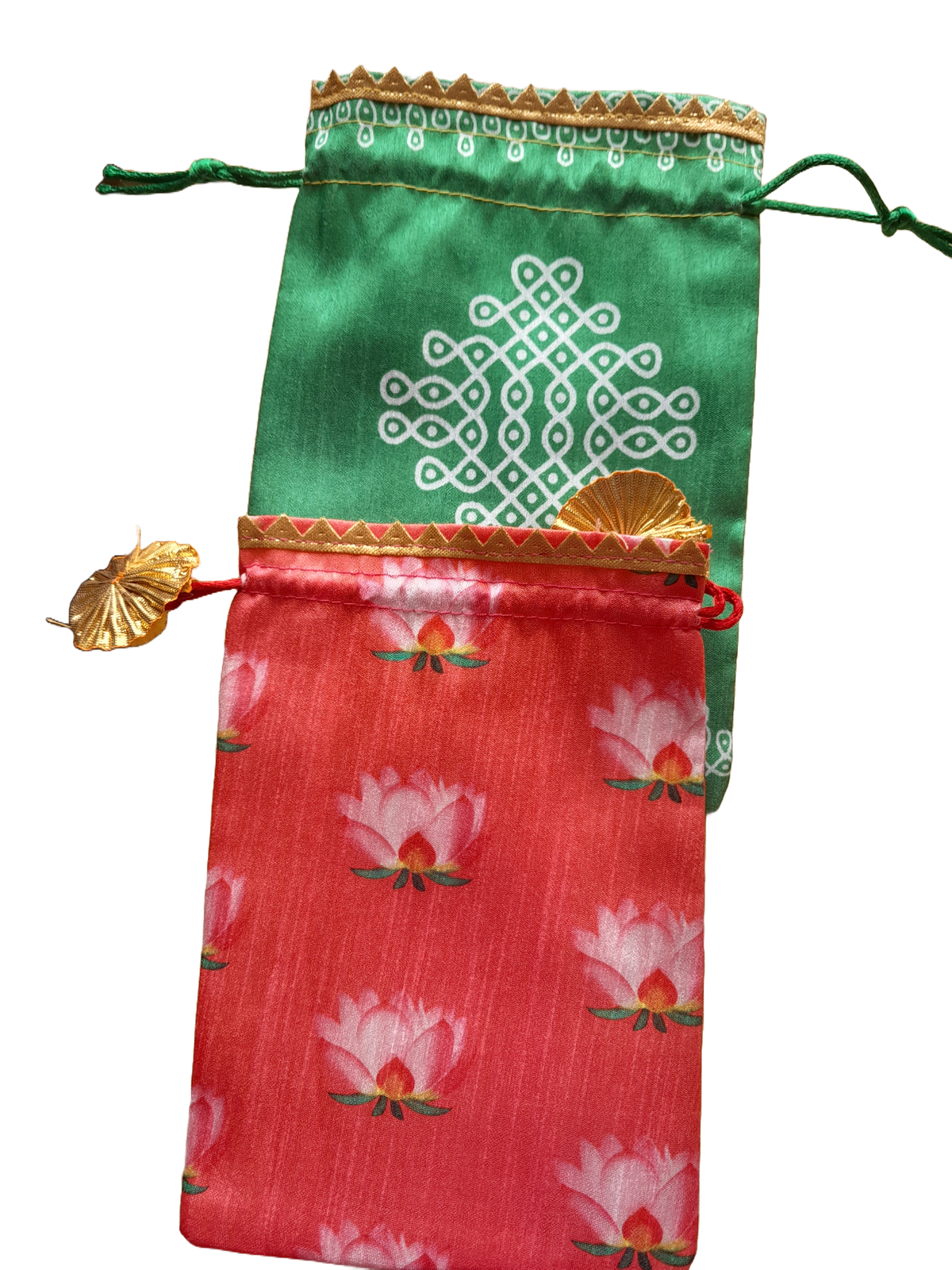 Lotus / Kolam Print Potli