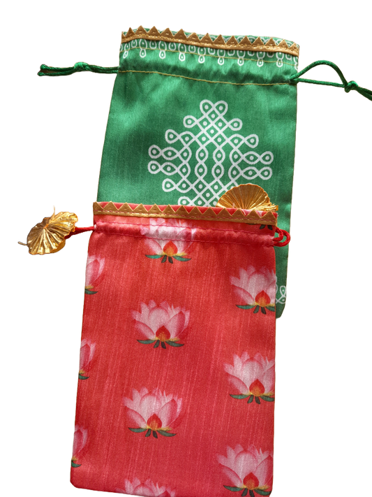 Lotus / Kolam Print Potli