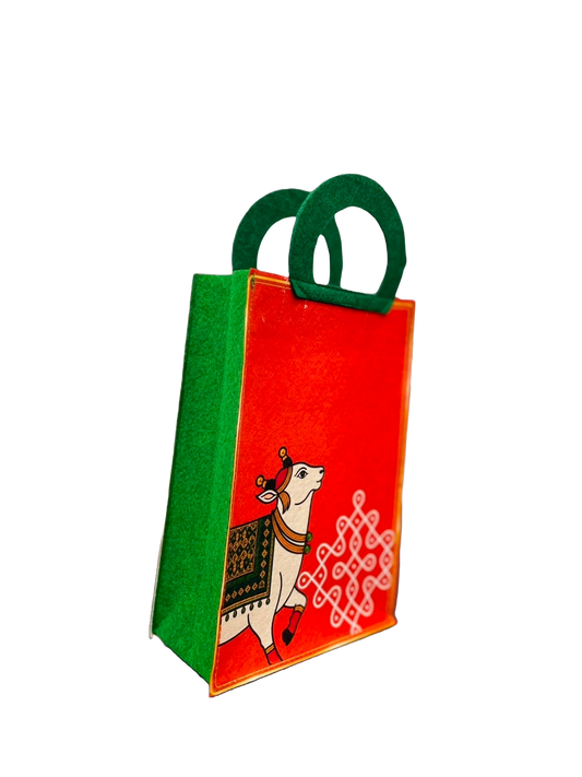 Cow_Kolam - Felt Bag Special Handle