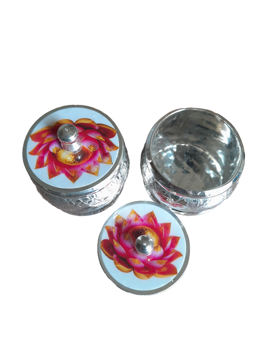 German Silver coated Kumkum box